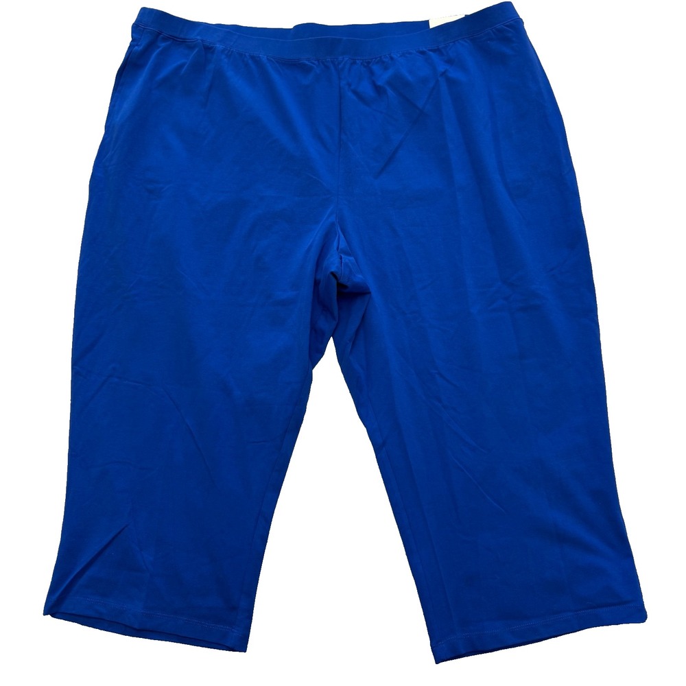 NWT Catherines Suprema Knit Capri Womens 4X 30/32W Cobalt Blue Cotton Elastic